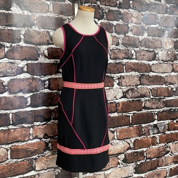 Tinley Road Midi Dress Sleeveless Black Pink Trim Sheath Size Small S - Picture 8 of 15